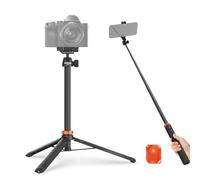 NEEWER 59" Trípode Palo Selfie Compatible con iPhone y DLSR Cámara, Pequeño Soporte Escritorio Portátil Metal Compacto Viajes con Rótula Remota, 2 en 1 Soporte Teléfono para Grabar y Filmar, TS04