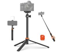 NEEWER 59" Trípode Palo Selfie Compatible con iPhone y DLSR Cámara, Pequeño Soporte Escritorio Portátil Metal Compacto Viajes con Rótula Remota, 2 en 1 Soporte Teléfono para Grabar y Filmar, TS04