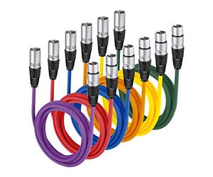 Neewer 6-Pack 2M XLR Macho a Hembra XLR Cables Color Micrófono de Goma Blindados Cable Remiendo Cable de Equilibrada Cable de Serpiente(Verde,Azul,Púrpura,Rojo,Amarillo y Naranja)