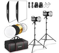 NEEWER 600Ws Estudio Monoluz Flash Light Kit: 2 Pzs S101-300W Pro 5600K Luces Estroboscópicas con 2.4G Trigger/150W Modeling Lamps/Bowens Mount/Softbox/Soportes/Reflector/Bolsa, Compatible con QPRO