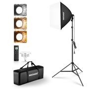 NEEWER 60x 60cm Softbox Foco Iluminación Kit con Trípode Soporte, 45W Bi Color 2.4G LED Bulb, 20m Remoto 10 Canales 2900K-7000K 1400lx/1m CRI95 Fotografía Estudio Grabación Video Luz Continua, NK104