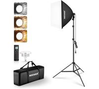 NEEWER 60x 60cm Softbox Foco Iluminación Kit con Trípode Soporte, 45W Bi Color 2.4G LED Bulb, 20m Remoto 10 Canales 2900K-7000K 1400lx/1m CRI95 Fotografía Estudio Grabación Video Luz Continua, NK104