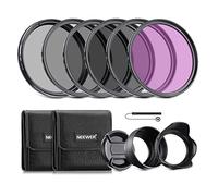 NEEWER 62mm Kit de Filtro ND y Accesorios de Lente, ND2 ND4 ND8 UV FLD CPL(Polarizador Circular) Juego de Filtros con Tapa de Lente/Parasol de Lente en Forma de Tulipán/Parasol de Lente Goma Plegable