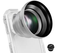 NEEWER 65mm HD Objetivos Telefotográfico Cámara Móvil con Parasol (Plateado), 1.7X Zoom Objetivos Accesorios para 17mm Rosca Placa Trasera, Jaula Móvil & Funda Compatible con iPhone y Android, LS-66