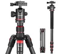 NEEWER 66"/168cm Trípode de Fibra Carbono para Cámara Cabeza de Bola Panorámica 360°,Placa Arca QR 1/4",Bolsa Portátil,Monopié Trípode Viaje Compacto Videocámara DSLR,Carga Máxima 26.5lb/12kg,N55C