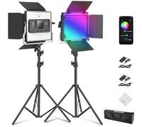 NEEWER 660 Pro II RGB LED Luz de Vídeo con App Control y Trípode Soporte, 2 Pack 50W Iluminación de Key Panel con 7000lux CRI97+ 3200K~5600K para Streaming Juego Youtube Grabación Estudio Fotografía