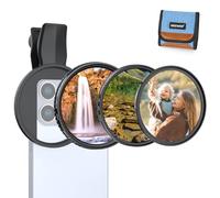 NEEWER 67mm Set Filtros ND Variables Compatible con iPhone, 3 Paquete Clip On CPL + ND2-32 + Filtro Difusión Negro 1/4 para Fotografía con Efecto Cinematográfico de Niebla Kit de Accesorios, FL-B37