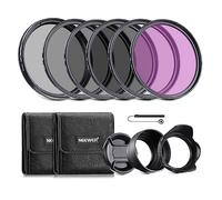 NEEWER 72mm Kit de Filtro ND y Accesorios de Lente, ND2 ND4 ND8 UV FLD CPL(Polarizador Circular) Juego de Filtros con Tapa de Lente/Parasol de Lente en Forma de Tulipán/Parasol de Lente Goma Plegable