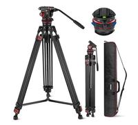 NEEWER 74" Trípode de Vídeo con Amortiguación Ajustable, Placa QR de Modo Dual Metal Resistente Compatible con dji RS Gimbals, Giro Flexible 360° e Inclin +90°/-75°, Carga Máx 22lb/10kg,TP75