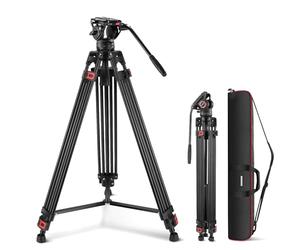 NEEWER 74" trípode de vídeo con Cabeza fluida,QR Placa Compatible con dji RS cardanes,Aluminio Resistente trípode cámara Profesional cámaras DSLR videocámaras,Carga máxima 17.6lb/8kg TP74