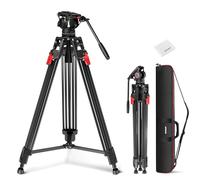 NEEWER 76" Trípode Cámara Video con Cabezal Fluido, Soporte Portátil Aluminio Resistente Liberación Rápida En Un Solo Paso con Paño, Placa QR Modo Dual para Videocámara DSLR, Carga MAX 17.6lb, LL27