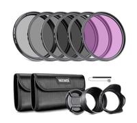 NEEWER 77mm Pack de filtros ND y Accesorios de Lentes, Kit de filtros ND2 ND4 ND8 UV FLD CPL (polarizador Circular) con Tapa de Lente