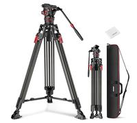 NEEWER 78" Trípode Fibra Carbono Cámara Video con Damping Adjustable Cabezal Fluido, One Step Quick Release, QR Placa/Asa/Paño, Soporte Trípode Resistente para DSLR Videocámara, Carga Máx 22lb, LL37