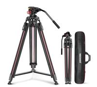 NEEWER 79"/2m Trípode Video Cámara con Cabezal Fluido, Soporte Trípode Resistente Aluminio Liberación Rápida con Placa QR Compatible con Canon Nikon Sony DSLR Videocámara, Carga MAX 17,6 LB, LL38
