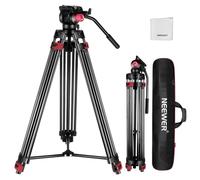 NEEWER 79" Trípode Cámara con 360° Cabezal Fluido, Soporte Vídeo Aleación Aluminio Resistente con Placa QR, Compatible con Canon Nikon Sony y Otras videocámaras DSLR, Carga 17,6lb, Paño de Limpieza