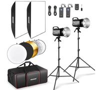 NEEWER 800Ws Estudio Monoluz Flash Luz Kit (2 Pzs), S101-400W 5600K Strobe Luz con 150W Modelar Lampara/Bowens Mount/Softbox/Soporte/Reflector/RT-16 Disparador/Bolsa para Fotografía Retrato Producto