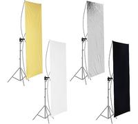 Neewer 88,9 cm x 177,8 cm/90 x 180 cm Estudio fotográfico Dorado/Plateado y Negro/Blanco en Panel de luz Reflector con 360 Degree rotación de un Soporte de Pared y Bolsa de Transporte