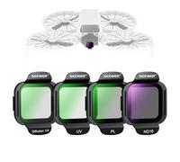 NEEWER Accesorios Filtro Set Compatible con dji Flip Drone (Paquete de 4), ND16 PL UV Black Diffusion 1/4 Snap On HD Vidrio óptico Densidad Neutra Polarización Circular Kit de Filtro Lente ND, FL-N36