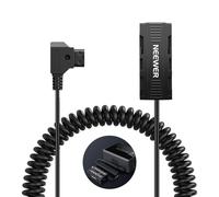 NEEWER Adaptador de batería simulada de doble cara con pantalla, adaptador D en espiral a cargador divisor USB C compatible con monitores Atomos Ninja Shinobi DJI SDR, transmisor de video Sony NP-F970