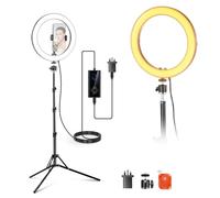 NEEWER Anillo de luz LED de Alta Potencia de 10 Pulgadas y 20 W para teléfono con Soporte de trípode de 71 Pulgadas, luz de Anillo Bicolor, Soporte de teléfono Compatible con iPhone para grabación de