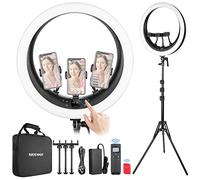 NEEWER Anillo de luz RP19H de 19 Pulgadas con Soporte de trípode, 3 Soportes para teléfono compatibles con iPhone, Control táctil Mejorado de 2.4 G para grabación de Video, transmisión en casa