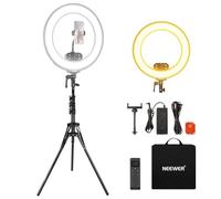 NEEWER Aro Foco Luz 18" con Trípode & Soporte Móvil Compatible con iPhone, 45W 2900K-7000K CRI97+ LED Anillo Luz 14.4V 3500mAh Batería, Selfies Grabación Video Maquillaje Estudio Streaming, RB18B