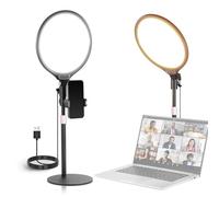 NEEWER Básico 10.5" Aro Luz Escritorio con Soporte/Movil Holder/Timer Foco Completo 15W Regulable Selfie para iPhone Grabar Streaming Webcam Portátil Videoconferencia Fotografia, USB A Power SOLO, R10
