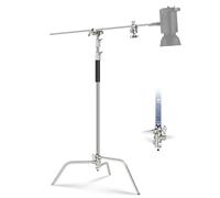 NEEWER Básico 100% Acero Inoxidable Soporte C Resistente con Brazo Articulado, Máxima 10.5ft/320cm Soporte Luz Fotografía, 4.2ft/128cm Brazo Sujeción, 2 Cabezales Agarre para Estudio, SC320 Lite