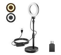 NEEWER BÁSICO 5"/13cm Aro Luz Escritorio con Soporte, Base Soporte Teléfono, 10W Luz LED Selfies, Compatible con iPhone Grabación Video Laptop Webcam Zoom Videoconferencia Luz Maquillaje, Negro BR60