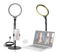 NEEWER Básico 7" Aro Luz Escritorio para Grabación, 10W Key Lighting Pantalla Completa Regulable con Soporte/Soporte Teléfono/Paño Limpieza para iPhone Laptop Vlog Live Streaming Videoconferencia,R06