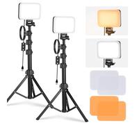 NEEWER Básico Kit Iluminación Panel Luz Vídeo LED, Paquete de 2 Luz Estudio Portátil Regulables Bicolor con Soportes y Filtros, 3200K~5600K CRI 95 750lux para Fotografía, Grabar, Live Streaming, BP66