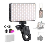 NEEWER Básico LED Selfie Luz Teléfono, Luz Relleno con Clip Recargable 2500-9000K, Películas en Color/Difusor/3000mAh, Luz Videoconferencia Regulable CRI95+ para iPhone Cámara Laptop Zoom Call,BL120B
