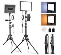 NEEWER BÁSICO Luz LED Panel Video Kit (Paquete de 2), Luz Estudio Regulable Bicolor 2700-6500K con 2 Trípodes 140cm y 2 Soportes Teléfono, 850lux para Fotografía Filmación Grabación Streaming, BP300
