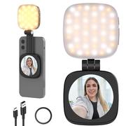 NEEWER Magnética Luz Selfie Compatible con MagSafe iPhone, CRI95 700lx/0,3m Aro Relleno LED Plegable Iluminación con Soporte/Espejo para Zoom Maquillaje Foto Grabación Videoconferencia, Negro NL48B