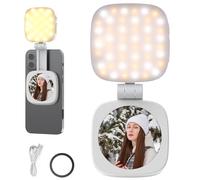 NEEWER BÁSICO Magnética Selfie Light Compatible con MagSafe iPhone, CRI95 700lx/0,3m Aro Luz Relleno LED Plegable con Soporte/Espejo para Zoom Maquillaje Foto Grabación Videoconferencia, Blanco NL48B