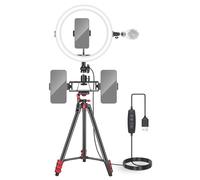 NEEWER Basics 10" 25cm Aro Luz Selfie con Tripod Stand/3 Soporte Móvil Compatible con iPhone/3 Zapata Fría, Foco LED Ringlight para Youtube TikTok Vlog Grabación Video Maquillaje Live Streaming, R11