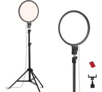 NEEWER Basics 10" Aro Luz con 63" Trípode/Soporte Móvil/Remoto Compatible con iPhone,15W Bi Color Full Screen Edge Lit LED CRI 95+ Iluminación para Grabación Video Selfies Streaming Maquillaje, R10L