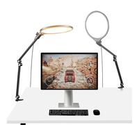 NEEWER Basics 2 Pack 10,5" Streaming Key Lighting,3000-6500K 15W Full Screen LED Panel Aro Luz Foco con Soporte Brazo Ajustable Desk Clamp Timer para Portátil Videoconferencia Zoom Maquillaje, R10