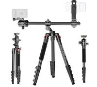 NEEWER Basics 64.5" 164cm Horizontal Overhead Tripod Monopod para Cámara Dual Viaje DSLR Videocámara Soporte Aluminio con Soporte Móvil Compatible con iPhone para Grabación Vídeo,22lb/10kg Carga,TP66