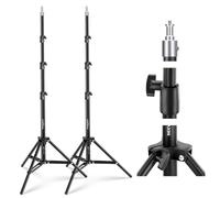 NEEWER Basics 6ft/180cm Soportes Luz Light Stand Fotografía 2 Pack, Trípode Metálico Plegable 4 Secciones con Rosca 1/4" & 5/8" Stud para Cámaras, Aro Foco, Accesorios, Carga Máx.: 11lb/5kg, ST180B