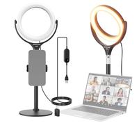 NEEWER Basics 7" Aro Luz Foco Escritorio con Soporte/Soporte Móvil,Compatible con iPhone,10W CRI95+ Bicolor LED Selfie Luz para TikTok Grabación Portátil Webcam Zoom Videoconferencia Maquillaje,RL7B