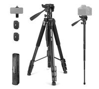 NEEWER BASICS 74" Trípode Monopié Vídeo,Cabeza Panorámica 3 Vías,Mando,TP05 | Soporte de Cámara Superior, Eje Horizontal, Soporte Móvil, Compatible con iPhone 18 Pro/ Pro Max DSLR Telescopios Proyectores