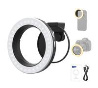 NEEWER BASICS - Anillo de luz LED de video de 67 mm con clip roscado para jaula de teléfono/funda/lente de cámara, iluminación de relleno de selfie bicolor CRI95+ para trípode, Vlog, TikTok, grabación