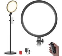 NEEWER Basics BR13 - Anillo de luz grande de 12 pulgadas, 24 W con soporte de 68 pulgadas, soporte para teléfono/control remoto para grabación de video de iPhone, selfie, transmisión de maquillaje