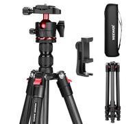NEEWER BASICS Fibra Carbono Trípode Viaje Travel Tripod, 64"162cm Portátil Compacto Ligero Cámara Vídeo Soporte Rótula Arca & Soporte Móvil, Compatible con iPhone Grabación Vídeo, Carga Máx 6kg, TP17