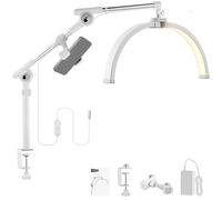 NEEWER Basics HM03-D - Lámpara de uñas con Media Luna de 22 Pulgadas con Pinza de Mesa móvil y Soporte para teléfono móvil, 32 W, Plegable, LED, lámpara de Mesa para Maquillaje, tratamientos de
