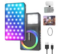 NEEWER Basics Luz Magnética RGB Selfies Móvil para iPhone MagSafe, Panel Luz LED Doble Cara Zapata Fría Cámara, CRI95 3000mAh Recargable, Iluminación Grabación Webcam Laptop Videoconferencia, RGB162D