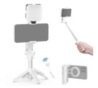NEEWER Basics Magnetic Selfie Stick Tripod Compatible con Magsafe iPhone Samsung Android, Grip Soporte Móvil Portátil Escritorio Extensible con Remoto Desmontable para Grabación Video, PA985 Blanco