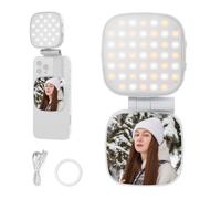 NEEWER Basics Magnética Luz Selfies Compatible con iPhone MagSafe, 2W CRI95+ Bicolor Giratoria, Mini Foco LED Relleno para Movil, 680lx/0,3m,Espejo para Vlog Maquillaje Videoconferencia, NL45B Blanco