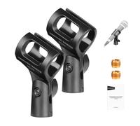 NEEWER BASICS MS019 - Kit de accesorios para soporte de micrófono, 2 unidades, clips de micrófono ajustables con adaptadores de tornillo de 3/8 a 5/8 pulgadas para micrófonos de mano inalámbricos
